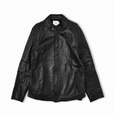 Calvin Klein Jeans バンドカラー レザーライダースジャケット M
