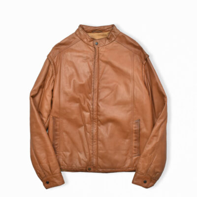 スペイン製 シングル レザー ライダース ジャケット 50