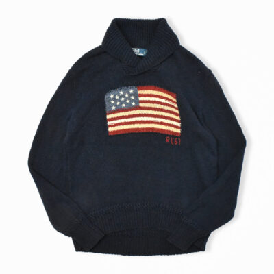 90's Polo RalphLauren 星条旗 コットンリネン ニット L
