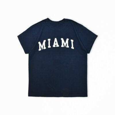 MIAMI マイアミ アーチロゴ カレッジ プリントTシャツ ネイビー M 相当