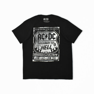 AC/DC 地獄のハイウェイ プリント バンドTシャツ ブラック L