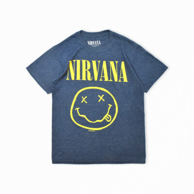 NIRVANA ニルヴァーナ スマイリー ロゴ バンドTシャツ ブルー S